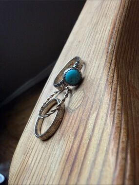 Sterling Silver Turquoise Stone Ring - Blue Gem Accent
